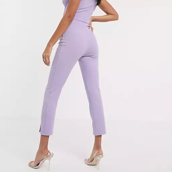 ASOS DESIGN Jersey Slim Fit Suit Pants Lilac US 2 - Picture 2 of 5